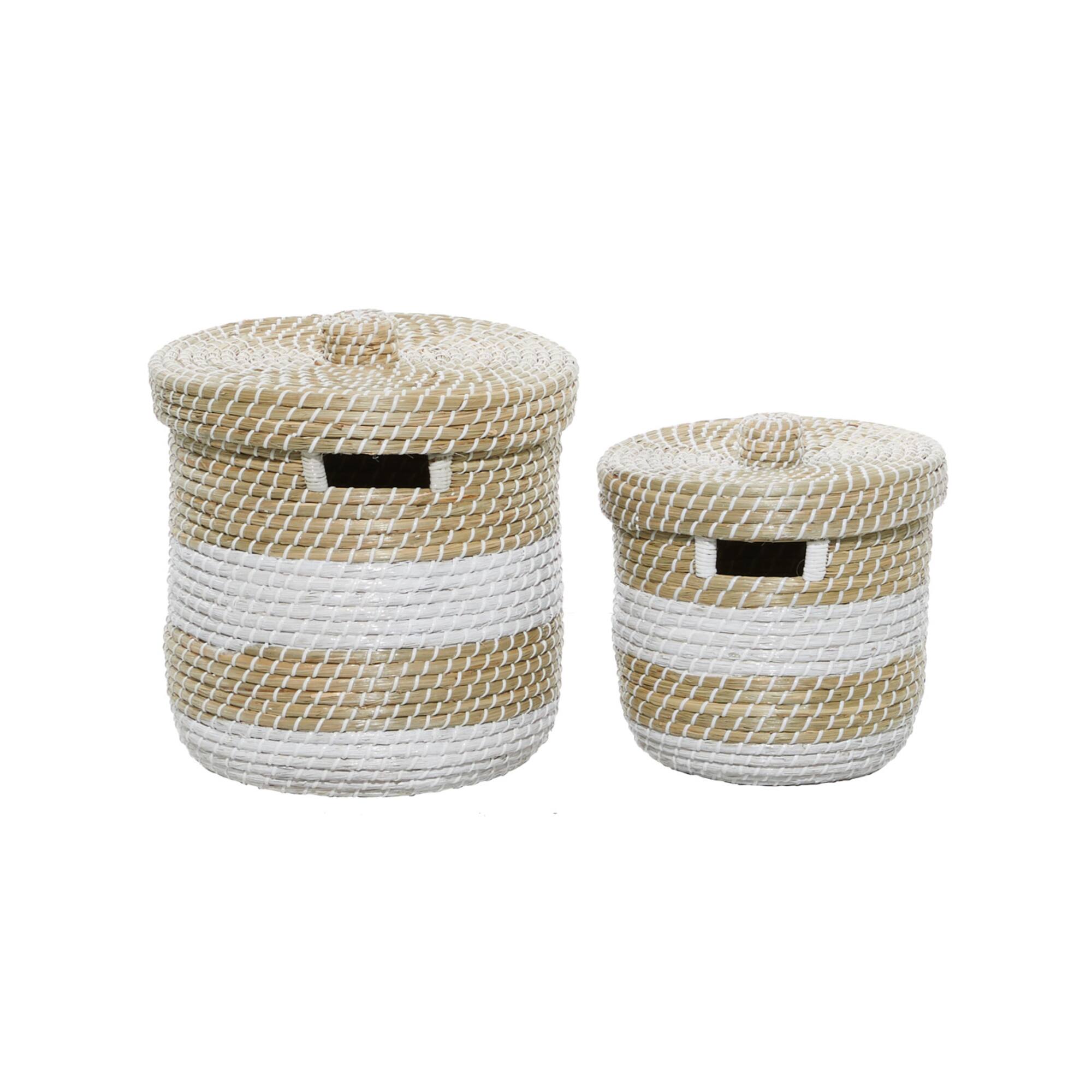 Brown Seagrass Natural Storage Basket Set